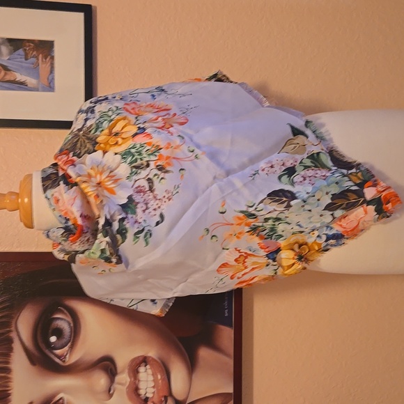 Gucci 100% Silk Floral Josephine Fringed Scarf Sky Blue - Picture 1 of 11